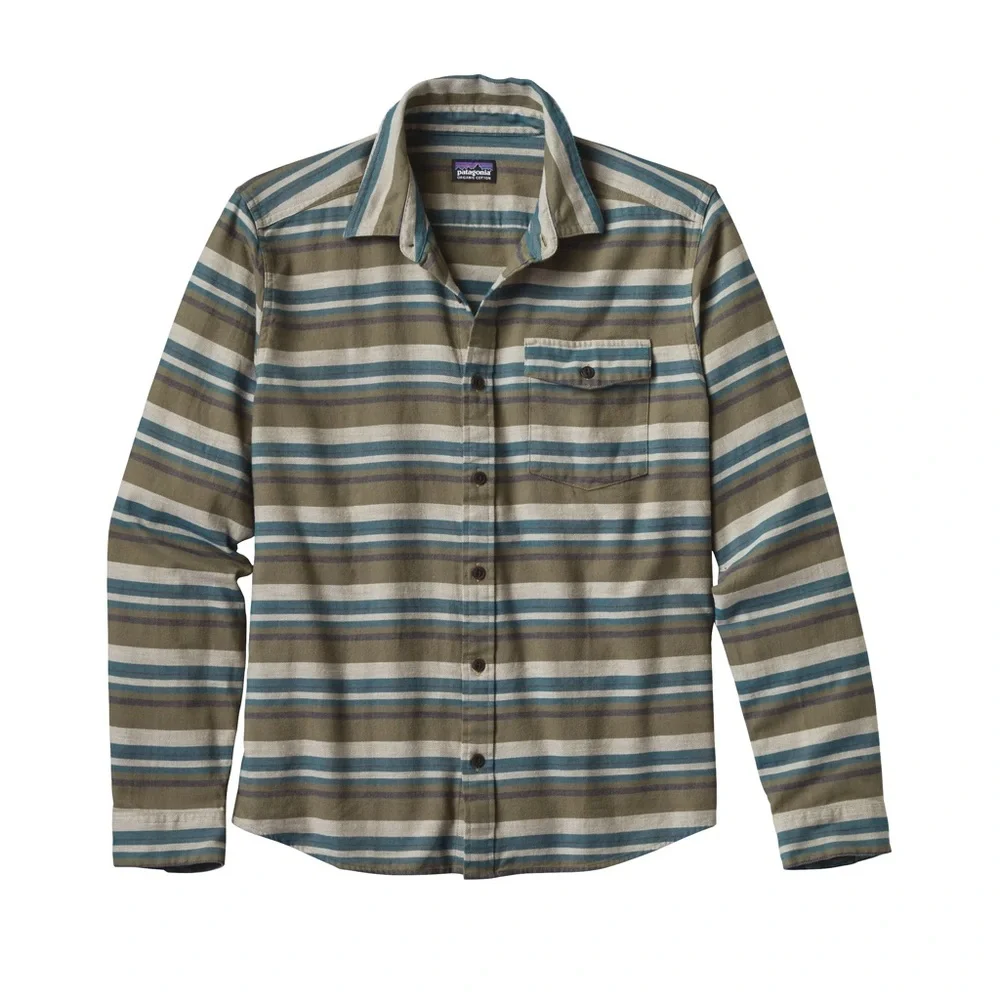 Patagonia Fjord Flannel Organic Cotton Striped Shirt - Brown and Gray